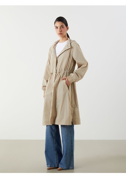 Yeni Sezon Kadın Kapüşonlu Düz Yağmurluk