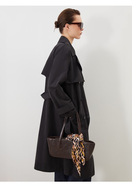 Yeni Sezon Kruvaze Yaka Oversize Kadın Trençkot