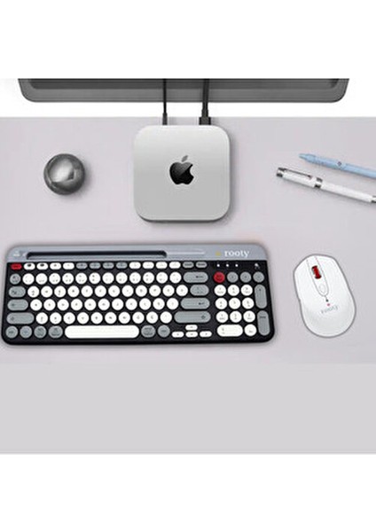 Rooty Bluetooth Klavye Mouse Set Çoklu Cihaz Bağlantılı Ev - Ofis Kullanımı İçin Ergonomik Tasarım modelleri