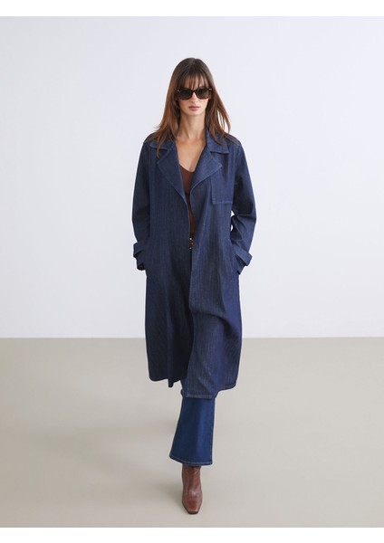 Yeni Sezon Ceket Yaka Kadın Jean Trençkot