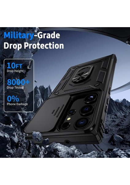 Samsung Galaxy S24 Ultra Uyumlu Ekran Koruyucu Kılıf Sürgülü Yüzüklü Standlı Darbe Emici Tank Kapak fırsatları