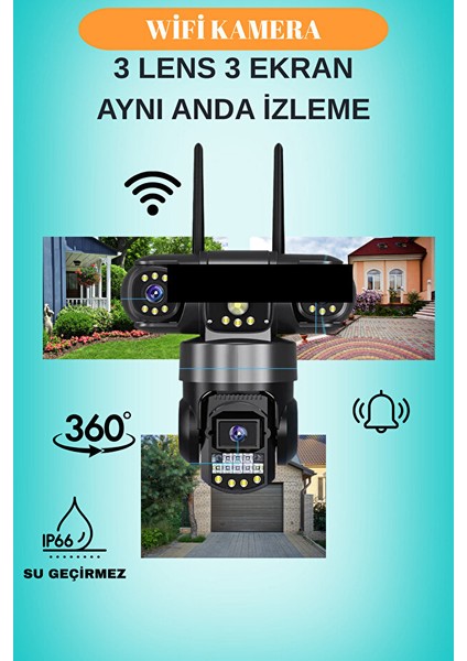 6030PRO Wifi ( 3 ) Kameralı 15MP (5mp+5mp+5mp) Üç Kameralı 10X Zoom Renkli Gece Görüşlü fiyatları
