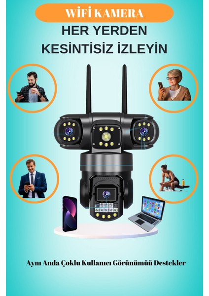 6030PRO Wifi ( 3 ) Kameralı 15MP (5mp+5mp+5mp) Üç Kameralı 10X Zoom Renkli Gece Görüşlü fırsatları