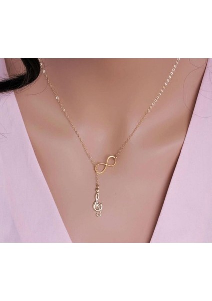 Sonsuzluk ve Sol Anahtarı Gümüş Kolye