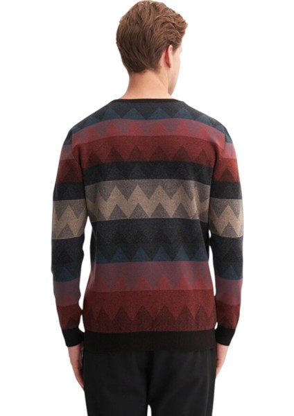 Vintage Soft Touch Slim Fit Bisiklet Yaka Desenli Kazak modelleri