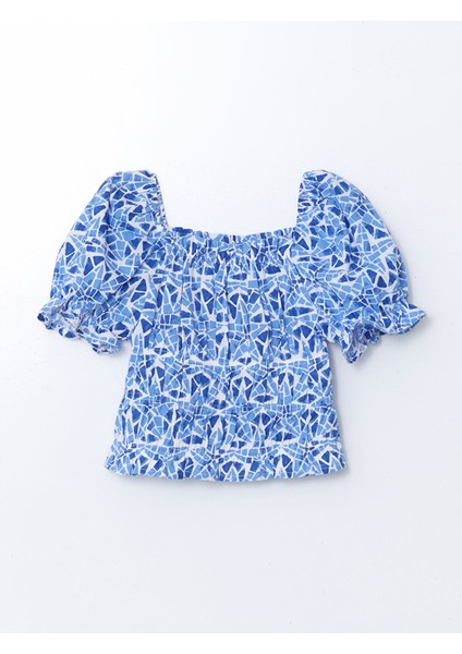 Yeni Sezon Kare Yaka Kız Çocuk Crop Bluz