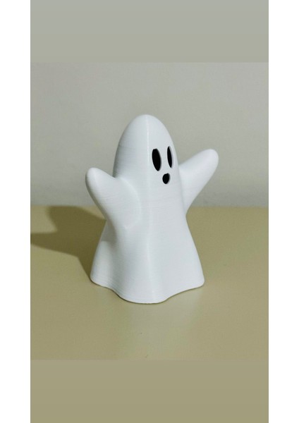 El Yapımı 3D Baskı Hayalet Mumluk-Halloween Dekorasyonu-Cadılar Bayramı Temalı-Beyaz-02