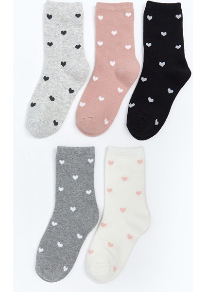 Yeni Sezon Desenli Kız Çocuk Soket Çorap 5'li