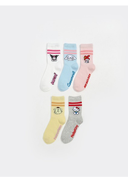 Yeni Sezon Hello Kitty Desenli Kız Çocuk Soket Çorap 5'li