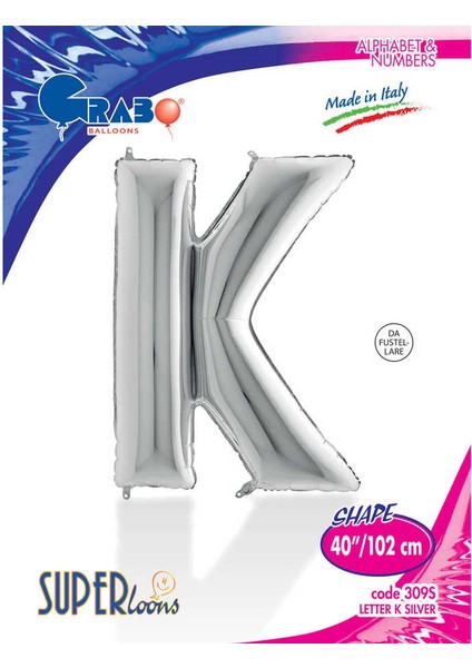 K Harf Supertrend Gümüş Folyo Balon 40"