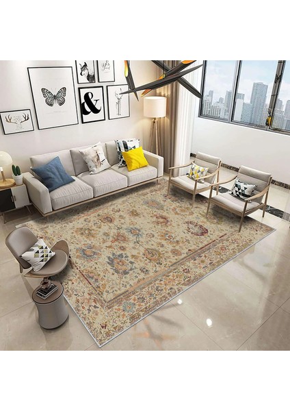 Guinar Çerçeveli Bej Polyester ve Pamuklu Yıkanabilir Kaydırmaz Taban Dijital Baskı Halı fiyatları