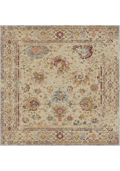 Guinar Çerçeveli Bej Polyester ve Pamuklu Yıkanabilir Kaydırmaz Taban Dijital Baskı Halı indirimleri