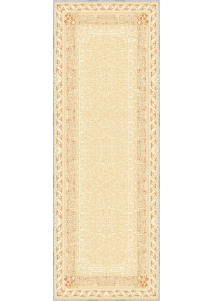 Ribera Çerçeveli Krem Polyester ve Pamuklu Yıkanabilir Kaydırmaz Taban Dijital Baskı Halı modelleri