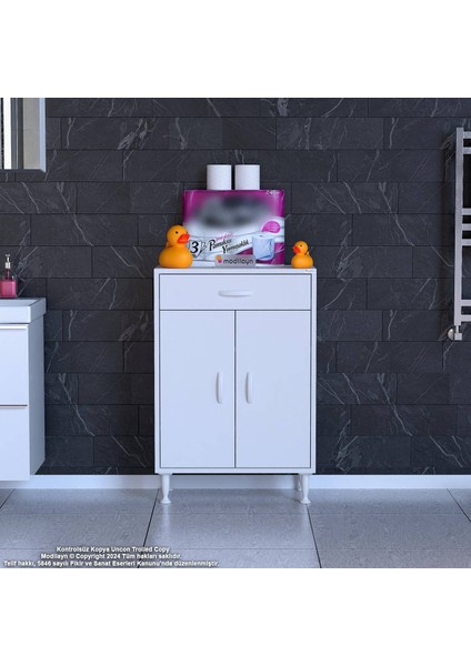 Mira Banyo ve Mutfak Dolabı Çok Amaçlı Dolap Tek Çekmeceli 2 Kapaklı 2 Raf 3 Bölme 55X88X32,5 cm fiyatları