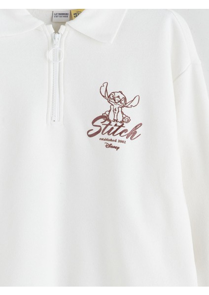 Yeni Sezon Polo Yaka Stitch Baskılı Kız Çocuk Sweatshirt fırsatları