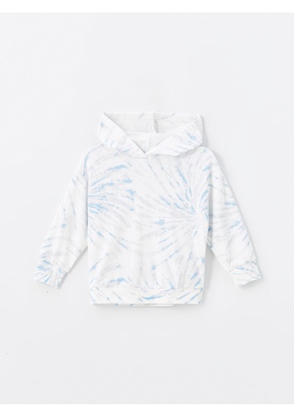 Yeni Sezon Kapüşonlu Batik Desenli Uzun Kollu Kız Çocuk Sweatshirt