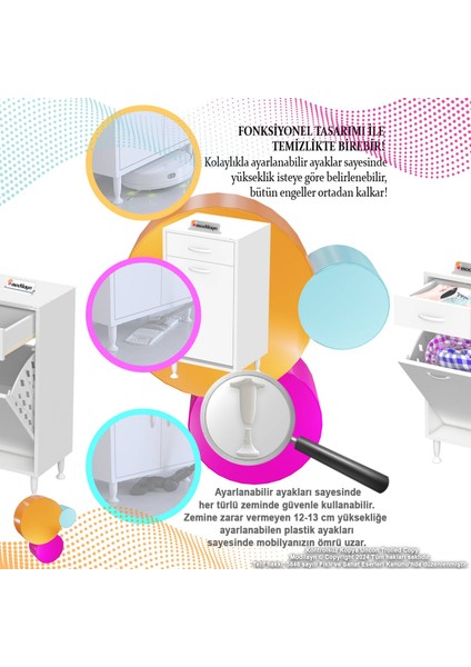 Mira Banyo ve Mutfak Dolabı Tek Göz Sepetli Çok Amaçlı Kirli Çamaşır Dolabı 35X88X32,5 cm fırsatları
