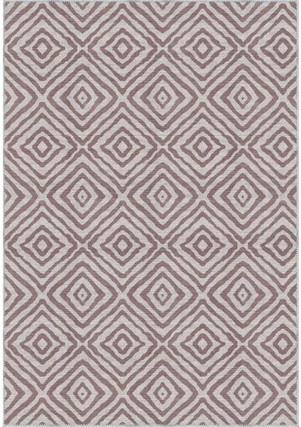 Latina Geometrik Bej Polyester ve Pamuklu Yıkanabilir Kaydırmaz Taban Dijital Baskı Halı