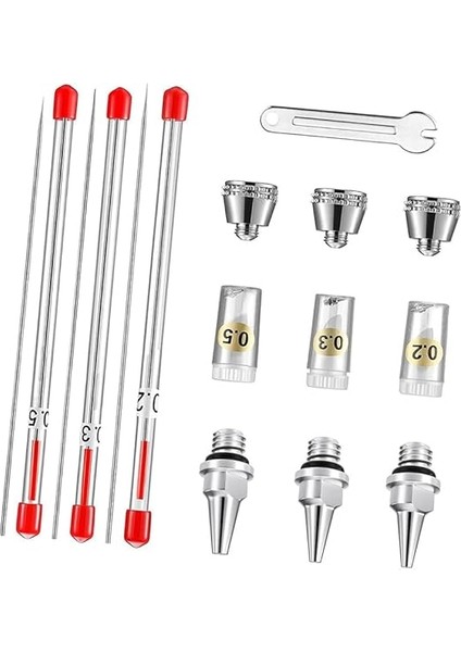 Airbrush Püskürtücü Temizleme Onarım Aracı Kiti Paslanmaz Çelik Iğne Fırça Seti 0.2mm, 0.3mm, 0.5mm Iğne indirimleri