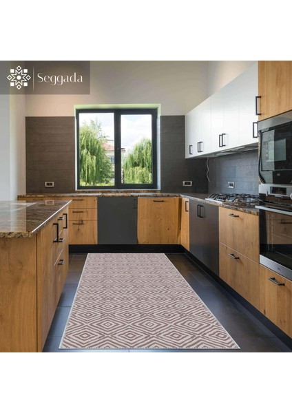 Latina Geometrik Bej Polyester ve Pamuklu Yıkanabilir Kaydırmaz Taban Dijital Baskı Halı fırsatları