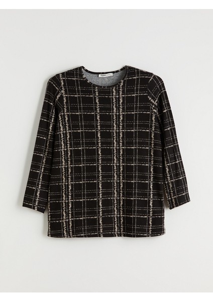 Yeni Sezon Bisiklet Yaka Desenli Bluz