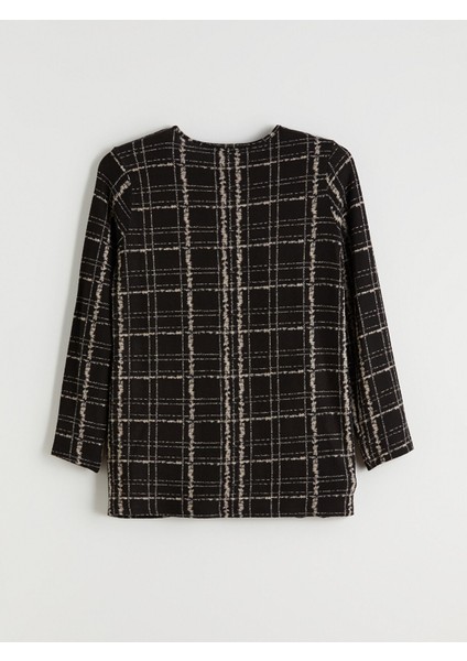 Yeni Sezon Bisiklet Yaka Desenli Bluz fiyatları