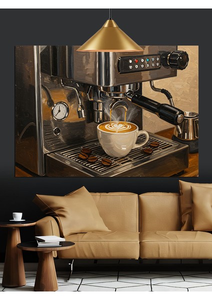 Taze Kahve Hazırlayan Espresso Makinesi Dekoratif Kanvas - Mdf Ahşap Tablo fiyatları