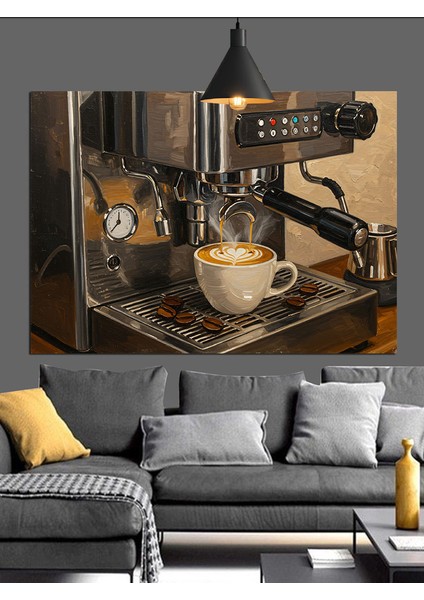 Taze Kahve Hazırlayan Espresso Makinesi Dekoratif Kanvas - Mdf Ahşap Tablo modelleri