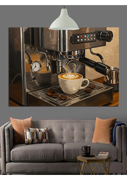 Taze Kahve Hazırlayan Espresso Makinesi Dekoratif Kanvas - Mdf Ahşap Tablo fırsatları