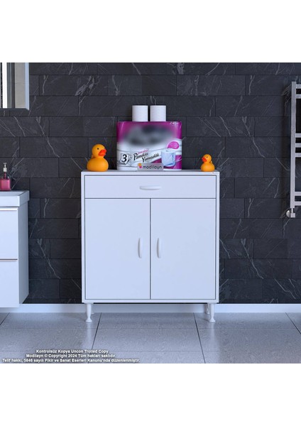 Mira Banyo ve Mutfak Dolabı Çok Amaçlı Dolap Tek Çekmece 2 Kapak 2 Raf 3 Bölme 85X88X32,5 cm fiyatları