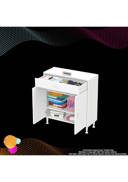 Mira Banyo ve Mutfak Dolabı Çok Amaçlı Dolap Tek Çekmece 2 Kapak 2 Raf 3 Bölme 85X88X32,5 cm