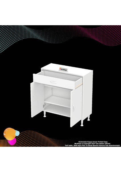 Mira Banyo ve Mutfak Dolabı Çok Amaçlı Dolap Tek Çekmece 2 Kapak 2 Raf 3 Bölme 85X88X32,5 cm