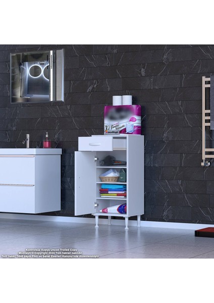 Mira Banyo ve Mutfak Dolabı Çok Amaçlı Dolap 1 Çekmece Tek Kapak 3 Raf 4 Bölme 50X88X32,5 cm fiyatları