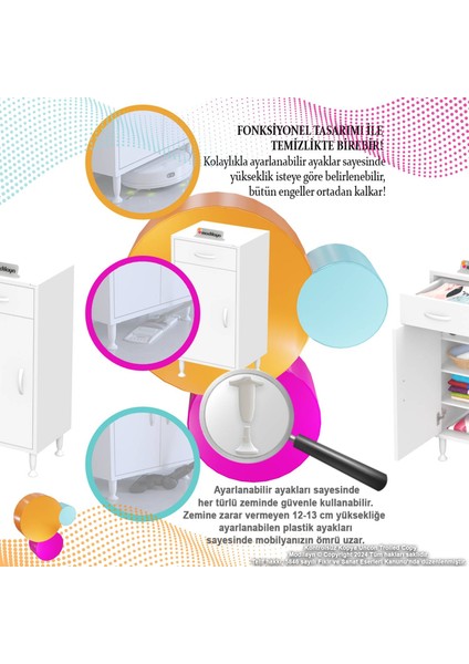 Mira Banyo ve Mutfak Dolabı Çok Amaçlı Dolap 1 Çekmece Tek Kapak 3 Raf 4 Bölme 50X88X32,5 cm fırsatları