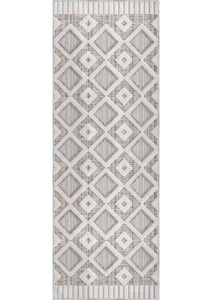 Venezia Geometrik Beyaz Polyester ve Pamuklu Yıkanabilir Kaydırmaz Taban Dijital Baskı Halı modelleri