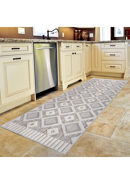 Venezia Geometrik Beyaz Polyester ve Pamuklu Yıkanabilir Kaydırmaz Taban Dijital Baskı Halı fırsatları