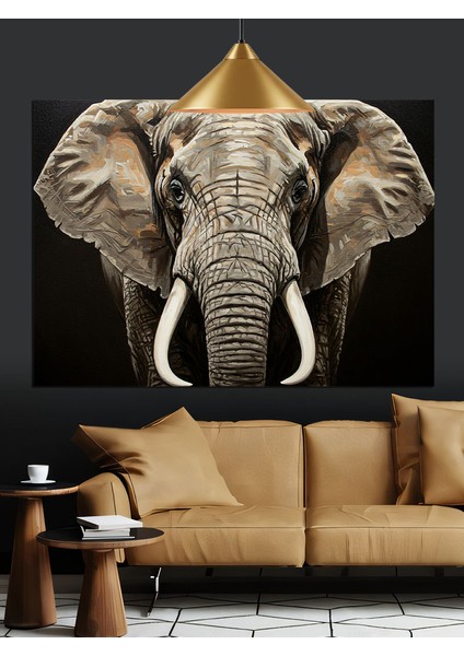 Afrika Savanasında Yürüyen Dev Fil Dekoratif Kanvas - Mdf Ahşap Tablo fiyatları