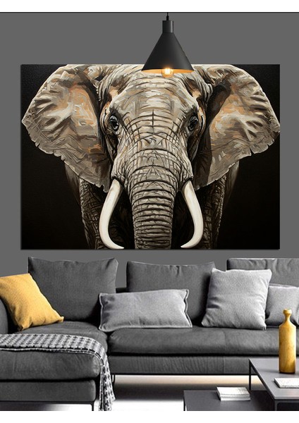 Afrika Savanasında Yürüyen Dev Fil Dekoratif Kanvas - Mdf Ahşap Tablo modelleri