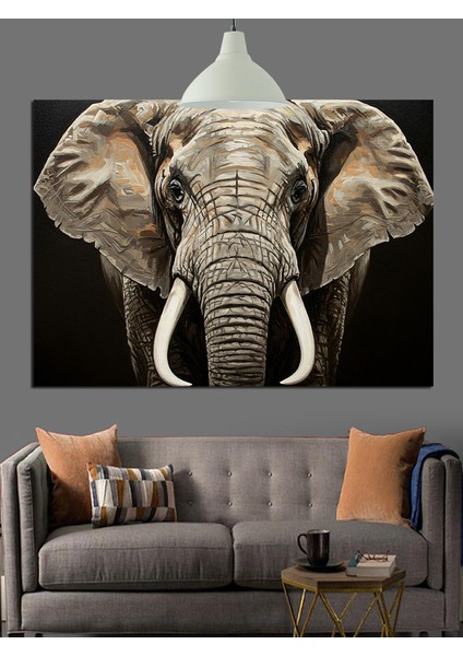 Afrika Savanasında Yürüyen Dev Fil Dekoratif Kanvas - Mdf Ahşap Tablo fırsatları