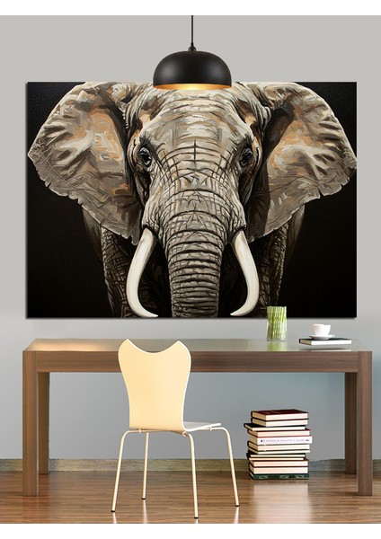 Afrika Savanasında Yürüyen Dev Fil Dekoratif Kanvas - Mdf Ahşap Tablo indirimleri