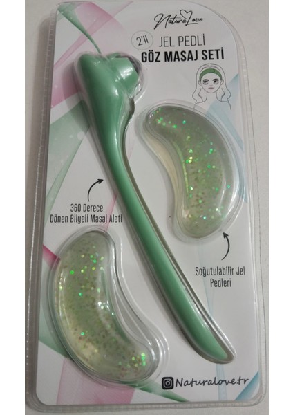 Jel Pedli Gözaltı Metal Bilyeli Göz Masaj Aleti Seti