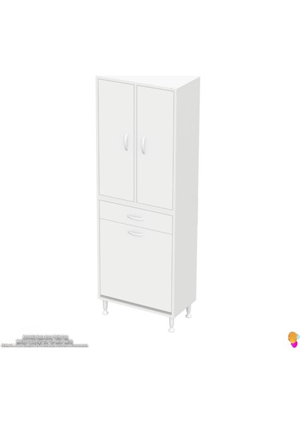 Waha 6 Gözlü Tek Çekmece, 1 Göz Sepet, 2 Kapak, Beyaz Banyo Dolabı 60x173x32,5 cm fırsatları