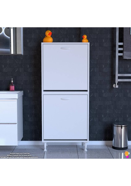 İLKİM Modern Çamaşır Ünitesi, 65x138x32,5 cm Gizli 4 Göz Minimalist Akıllı Sepetli Dolap fiyatları