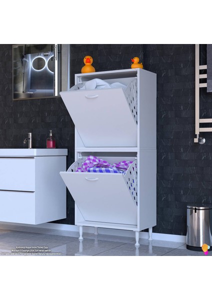 İLKİM Modern Çamaşır Ünitesi, 65x138x32,5 cm Gizli 4 Göz Minimalist Akıllı Sepetli Dolap modelleri