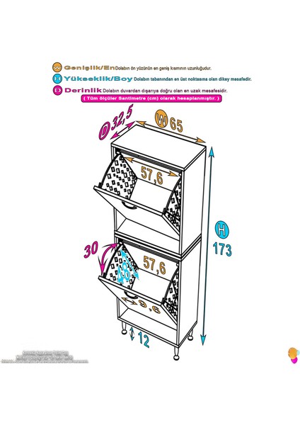 İLKİM Modern Çamaşır Ünitesi, 65x138x32,5 cm Gizli 4 Göz Minimalist Akıllı Sepetli Dolap indirimleri