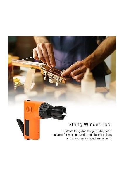 Electric Guitar String Sinder, String Winders Gitar Banjo Violin Elektrik Sarıcı Kesici Aracı Ukulele Için Plastik Metal Sarıcı 2.7-4.3V (Turuncu) modelleri