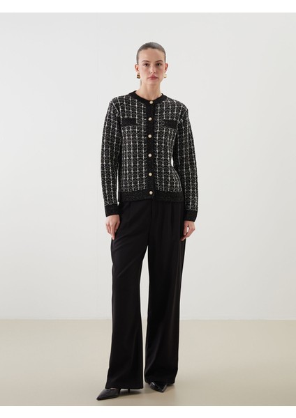 Yeni Sezon Bisiklet Yaka Desenli Kadın Triko Hırka modelleri