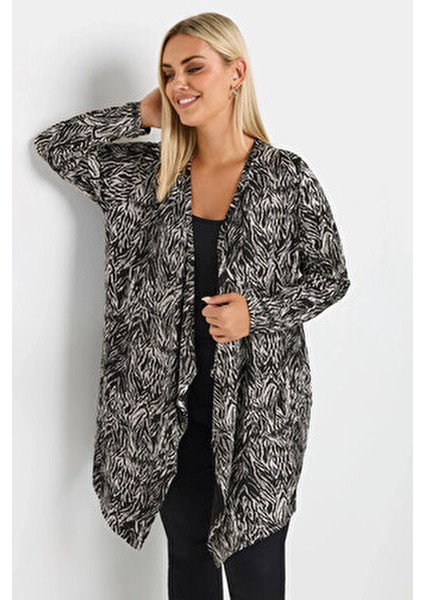 Büyük Beden Önü Kapamasız Uzun Kollu Asimetrik Kesim Ince Hırka 303693 fırsatları