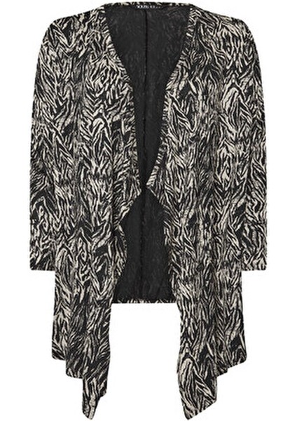 Büyük Beden Önü Kapamasız Uzun Kollu Asimetrik Kesim Ince Hırka 303693