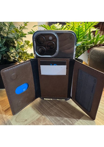 iPhone 17 Pro Max Uyumlu 5 Bölmeli Magsafe Mıknatıslı Deri Kartlık Cüzdan fırsatları